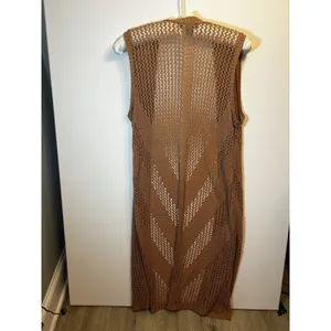Serendipity by Victoria XL Brown Crochet Long Duster Vest Boho Festival Cardigan thumbnail 11