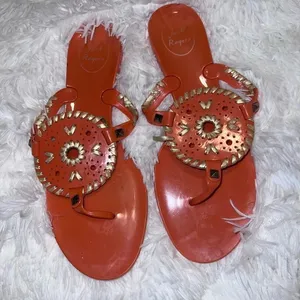 Jack Rogers Jelly Sandals size 8 Orange and Yellow / Gold Detail thumbnail 1