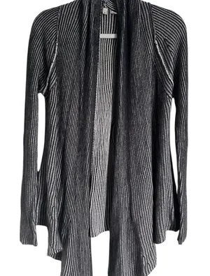 Anthropologie MOTH grey ribbed waterfall cardigan small sweater cotton thumbnail 1