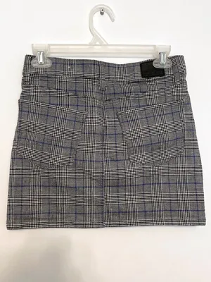 AMERICAN EAGLE Super Stretch Hi-Rise Mini Skirt Gray Black Plaid High Waisted 00 thumbnail 10