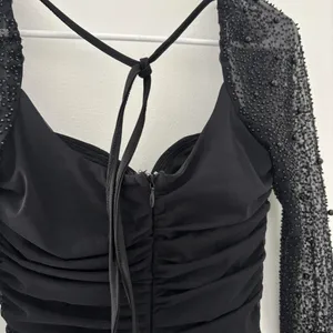 Oh Polly Black St. Germain Mini Dress Embellished Long Sleeve thumbnail 7