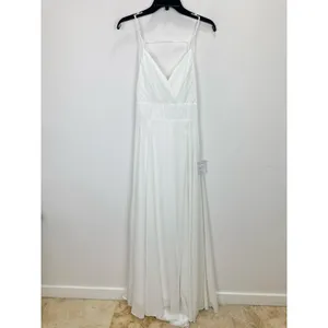 Lulus Romantic Inspiration White Sleeveless Faux Wrap Maxi Dress Wedding M NWT thumbnail 6
