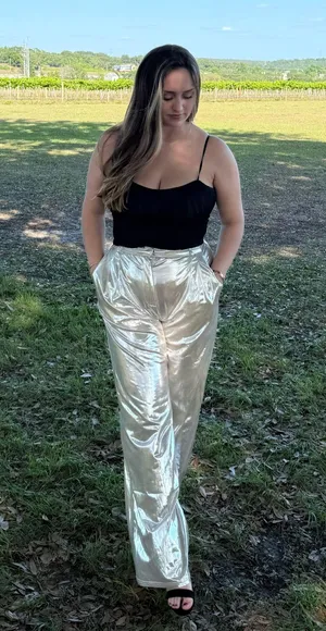 Metallic Gold Pants Size M thumbnail 2