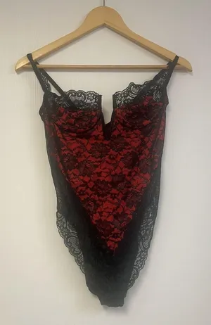 Vintage‎ 90s Victorias Secret Gold Label High Cut Bodysuit Whimsigoth Sheer Lace thumbnail 1