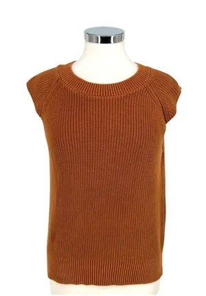 Young Fabulous and Broke Coastal Minimalist Beau Sleeveless Knit Sweater Vest Rust Brown Size Small thumbnail 1