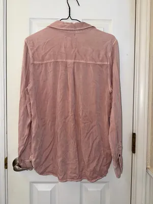 American Eagle Outfitters Dusty Pink Boyfriend Fit Button-Up Shirt thumbnail 2