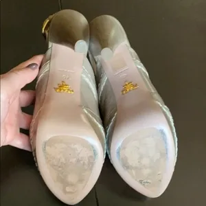 Prada Beige Platform Peeptoe Sandals thumbnail 6