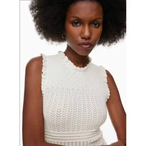 Aritzia Wilfred Women's Sleeveless Cannes Top Pointelle Knit White Size Large thumbnail 2