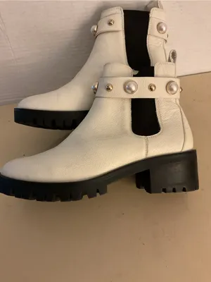 Karl Lagerfeld women White leather Chelsea heel boots US 8.5 thumbnail 7