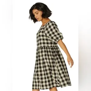 MODCLOTH x PRINCESS HIGHWAY Isabelle Dress Gingham Plaid Cotton Linen Size 10 thumbnail 4