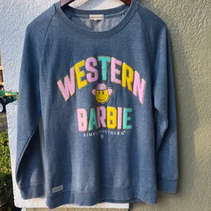 Simply Southern Western Barbie Blue Crewneck Sweater thumbnail 5