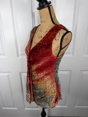 Julie Mango Velvet Burnout Tunic Top Size M Y2K Boho Floral Ombre thumbnail 3