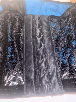 Blue Satin Garter Belt with Black Lace Trim S Coquette Girl Pinup Feminine Rave thumbnail 5