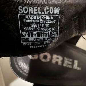 SOREL Nadia Black Leather Strappy Lug Sole Block Heel Sandals Comfort Size 7.5 thumbnail 9
