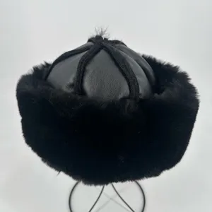 Zara Faux Leather & Fur Winter Hat Small Black Mob Wives‎ Goth Luxury Old Money thumbnail 2