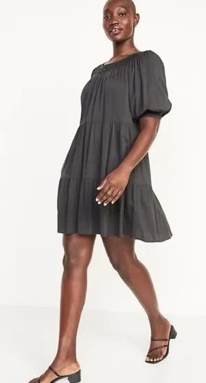 Old Navy Womens Puff Sleeve Flowy Peasant Dress Size XXL Smocked Tiered thumbnail 1