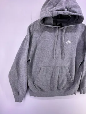 Vintage Nike Light Gray Hoodie White Logo Size Medium thumbnail 3