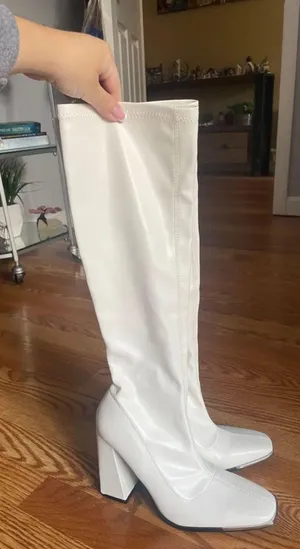 Public Desire White Knee High Block Heel Boots thumbnail 4