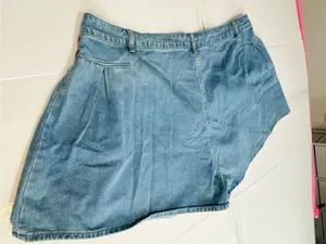 Cider Light Blue Flared Denim Shorts thumbnail 7