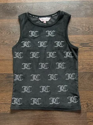 Juicy Couture Velour Rhinestone Tank Top Black Small thumbnail 1