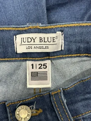 Judy Blue Super Flare Jeans Women’s 1/25 Blue Raw Hem High Rise Boho Retro thumbnail 3
