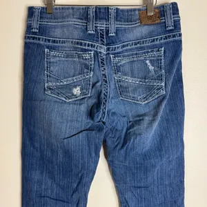 BKE Payton distressed dark wash denim jeans size 30R ladies thumbnail 13