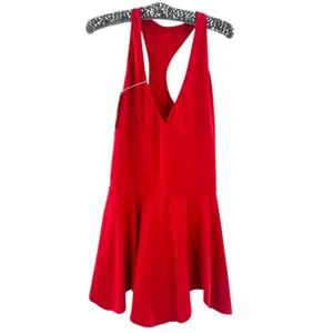 NWT Halara‎ Deep V Neck Racerback 2-in-1 Pocket Flare Mini Casual Dress RED thumbnail 8