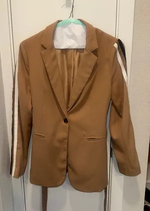 FATE Camel Stripped Blazer  thumbnail 1