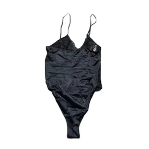 70s Vintage Lace and Nylon Black Bodysuit Teddy Medium thumbnail 2
