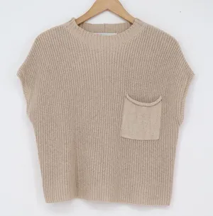 Free People Sweater Vest Women's S Oatmeal Bone Pocket Boho NEW thumbnail 1