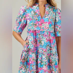 Sugarlips Vibrant Floral Mini Dress Size XS 100% Cotton thumbnail 2