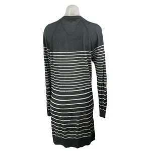 Ann Taylor LOFT Womens Gray Striped Long Sleeve Long Cardigan Sweater Top Size M thumbnail 2