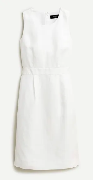 J.Crew Structured Linen Blend Sheath Dress White Minimalist Quiet Luxury Coastal thumbnail 1