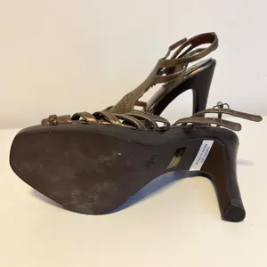 Steve Madden Leather Strappy Peep Toe Ankle Strap High Heel Sandals Bronze 7 thumbnail 4