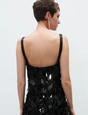 Zara Sequin Cropped Camisole Top Black Size S New thumbnail 10