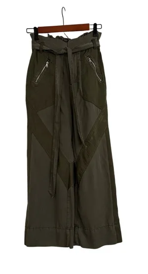 Express Olive Army Green High Rise Wide Leg Flowy Baggy Pants Size Women's XS thumbnail 1