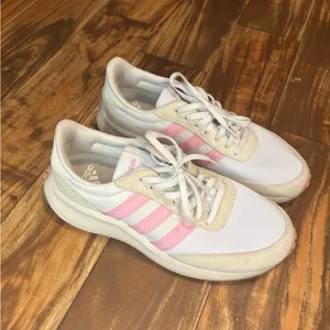 Adidas Women's Pink and Cream Sneakers thumbnail 2