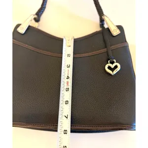 Brighton Shoulder Bag Womens Small Black Leather‎ Braided Strap Heart Charm thumbnail 6
