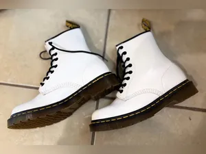 Dr. Martens 1460 White Patent Leather Boots - Womens Size 7 White Patent 8-Eye thumbnail 3