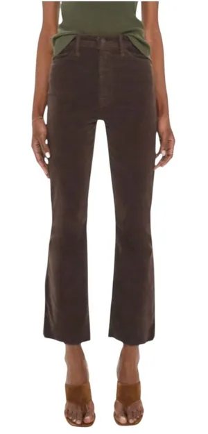 MOTHER The‎ Hustler Ankle Fray Corduroy Pants Hopscotch Brown High Rise Flare 25 thumbnail 1