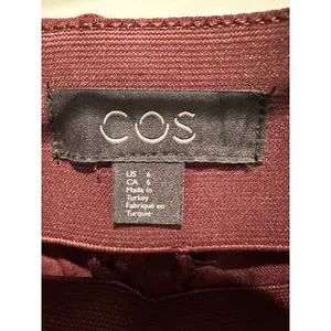 COS Womens Burgundy Slim Fit Side Zip Trousers Pants Size 6 Workwear Minimalist thumbnail 3