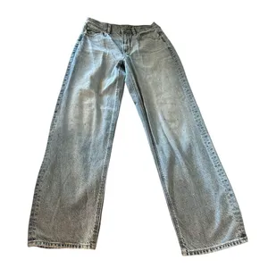 American Eagle Outfitters Light Blue Baggy Straight Leg High Rise Jeans thumbnail 1