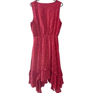 Mia Joy Large Red‎ Polka Dot High-Low Ruffle Midi Dress Boho Kentucky Derby thumbnail 5