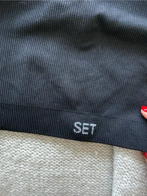 SET Active Size Small Sculptflex One-Shoulder Black Ribbed Bralette thumbnail 2