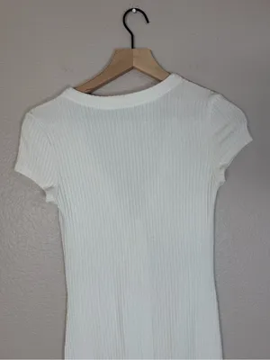 Reformation Ryder Ribbed Mini Dress size Small White $118 thumbnail 11