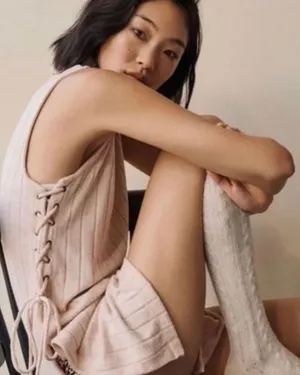 Anthropologie small lace up turtleneck cream tan sleeveless sweater dress thumbnail 1