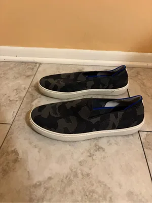 Rothy’s The Original Slip-On Sneakers in Black & Gray Camo thumbnail 2