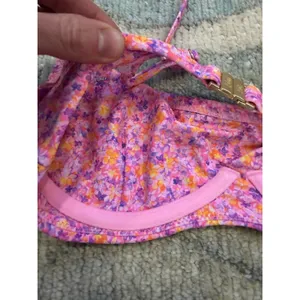Kulani Kinis Hidden Underwire Crop Bikini Top Pink Floral Sz L NEW $68 thumbnail 5
