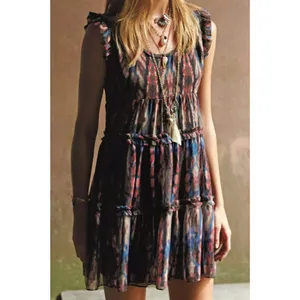 Anthropologie Lili's Closet Sibylline Ikat Tiered Ruffle Dress Womens Small Boho thumbnail 5