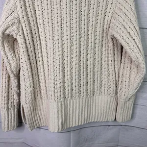 Aerie Cable Knit Chenille Sweater Womens XXS Cream Ivory Quarter Zip Pullover thumbnail 6